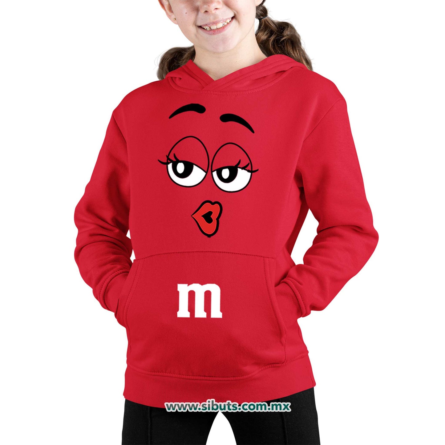 Sudadera Niña Gorro Chocolate M&M Rojo