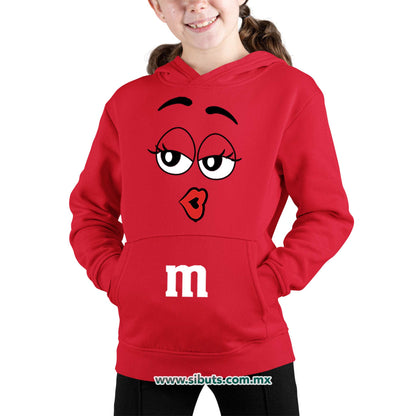 Sudadera Niña Gorro Chocolate M&M Rojo