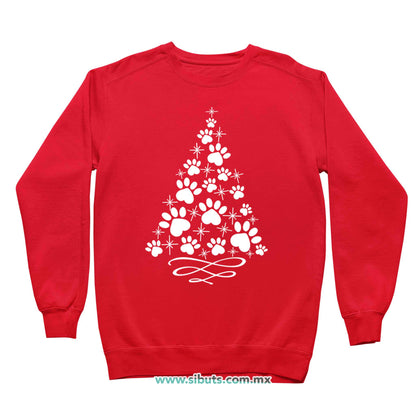 Sudadera Niño Cuello Redondo Árbol Navidad Con Huella De Perrito