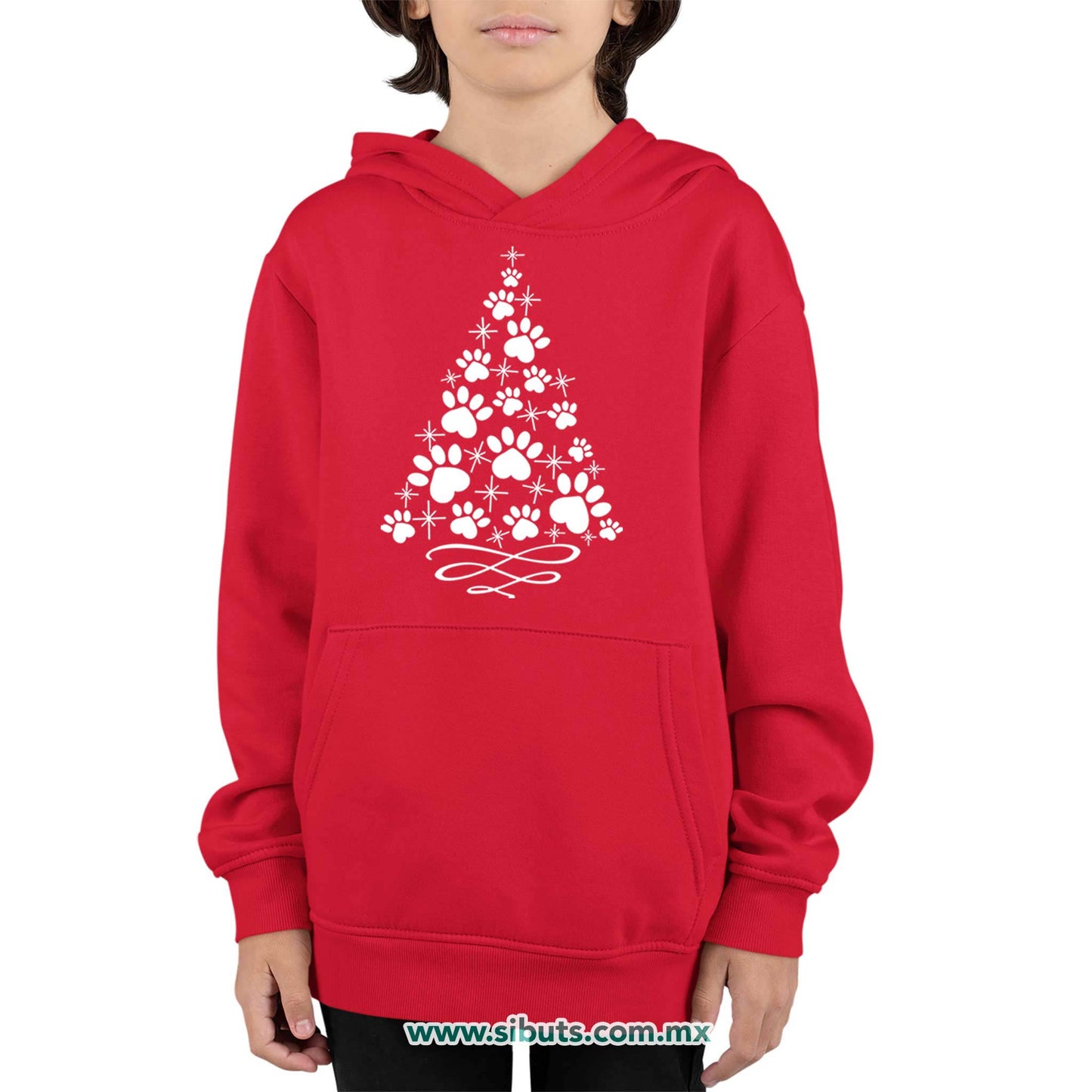 Sudadera Niño Gorro Árbol Navidad Con Huella De Perrito
