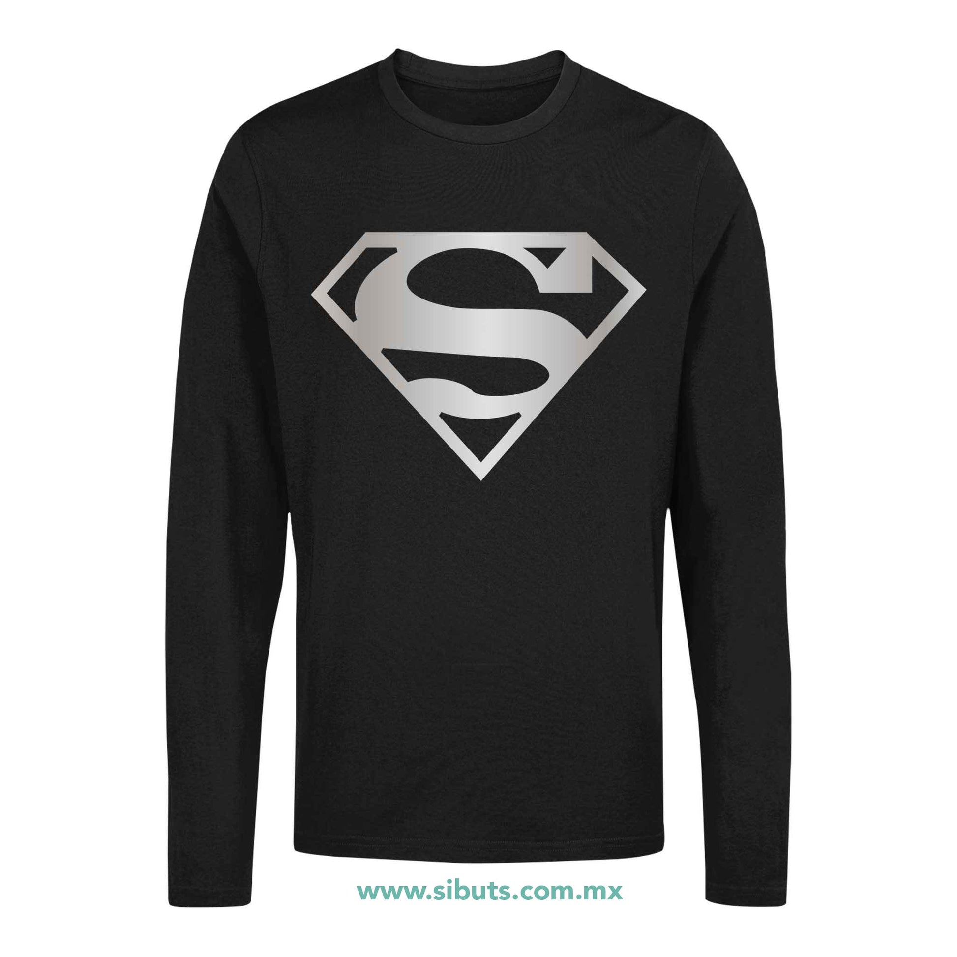 Playera Hombre Manga Larga Superman Silver