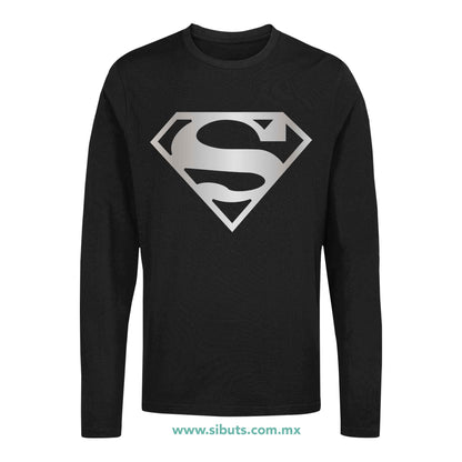 Playera Hombre Manga Larga Superman Silver