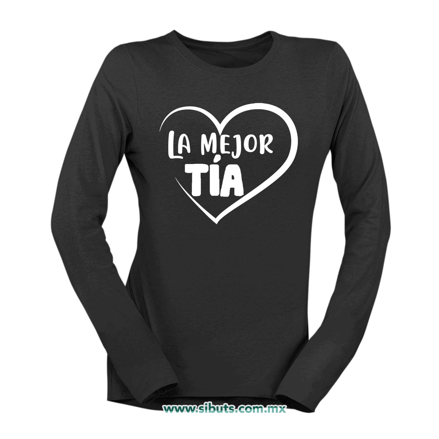 Playera Mujer Manga Larga La mejor Tía Con Corazón