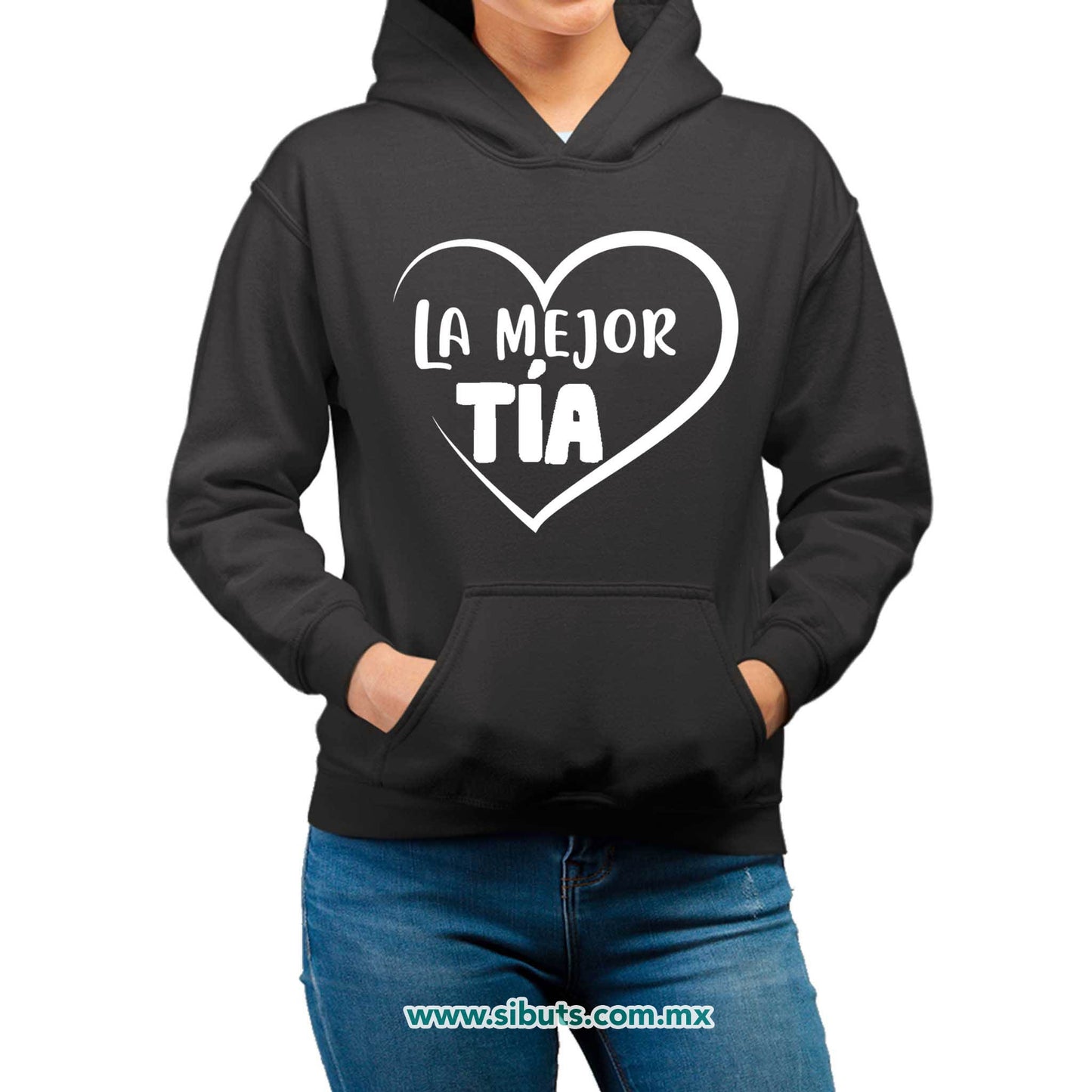 Sudadera Mujer Gorro La mejor Tía Con Corazón