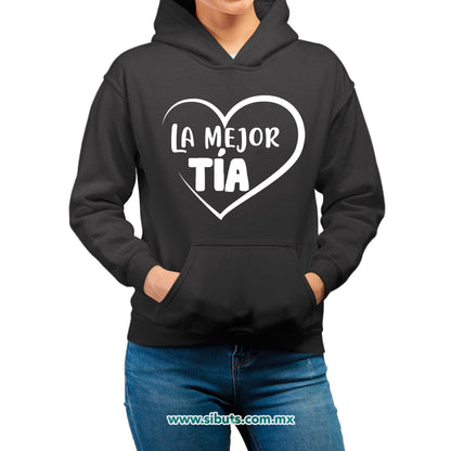 Sudadera Mujer Gorro La mejor Tía Con Corazón