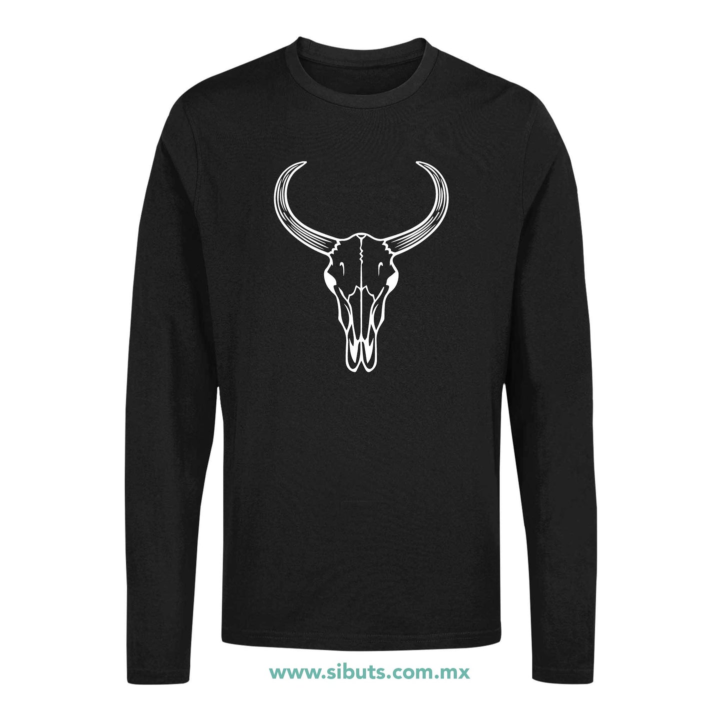 Playera Hombre Manga Larga Toro Silueta