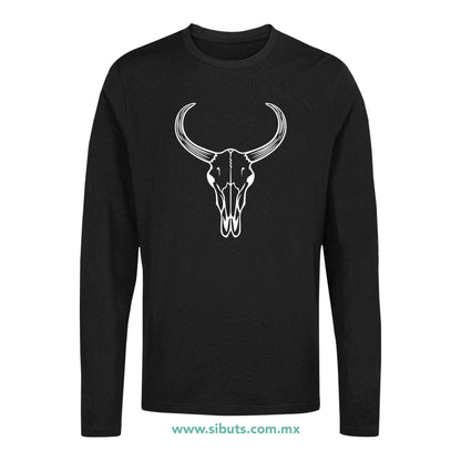 Playera Hombre Manga Larga Toro Silueta
