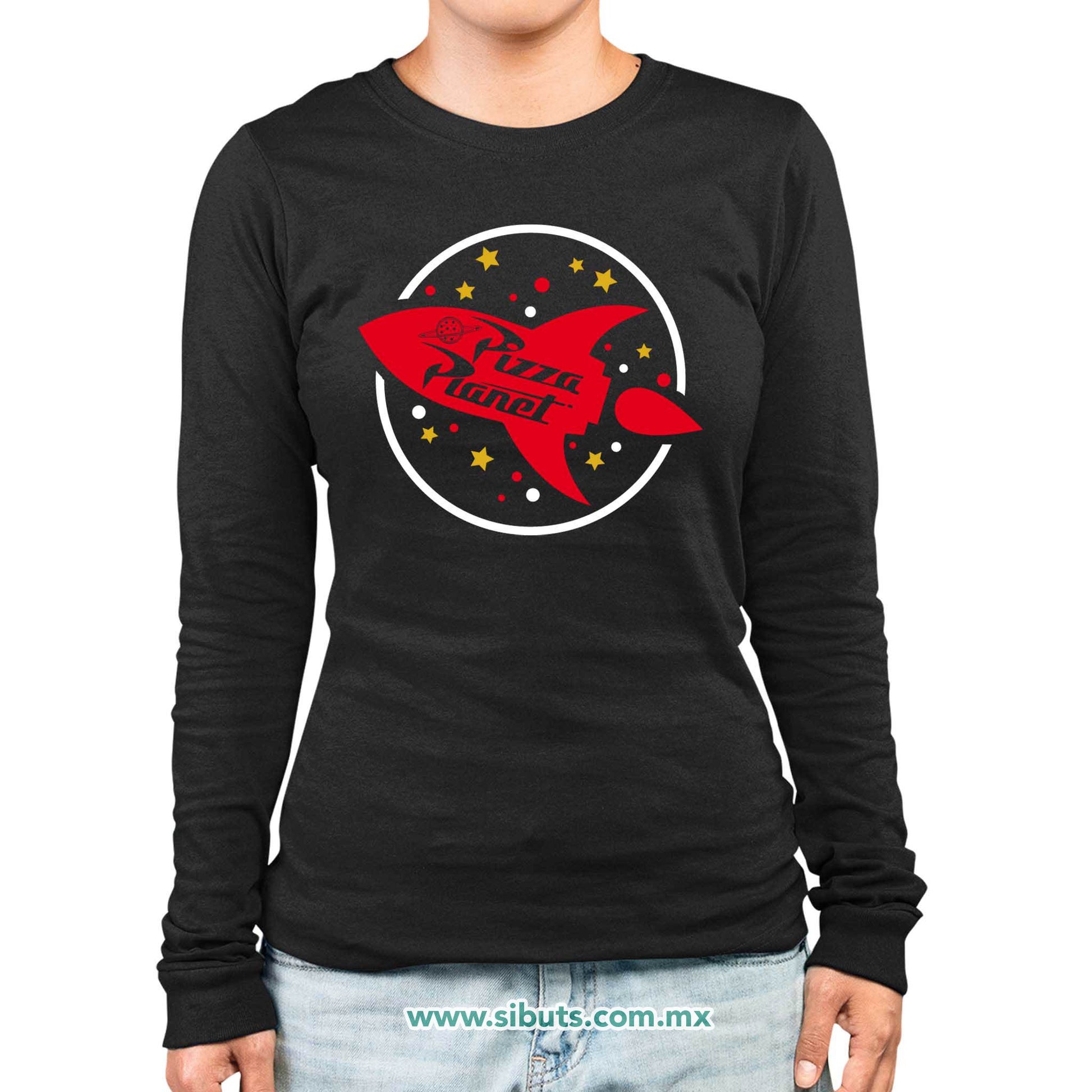 Playera Mujer Manga Larga Toy Story Pizza Planet