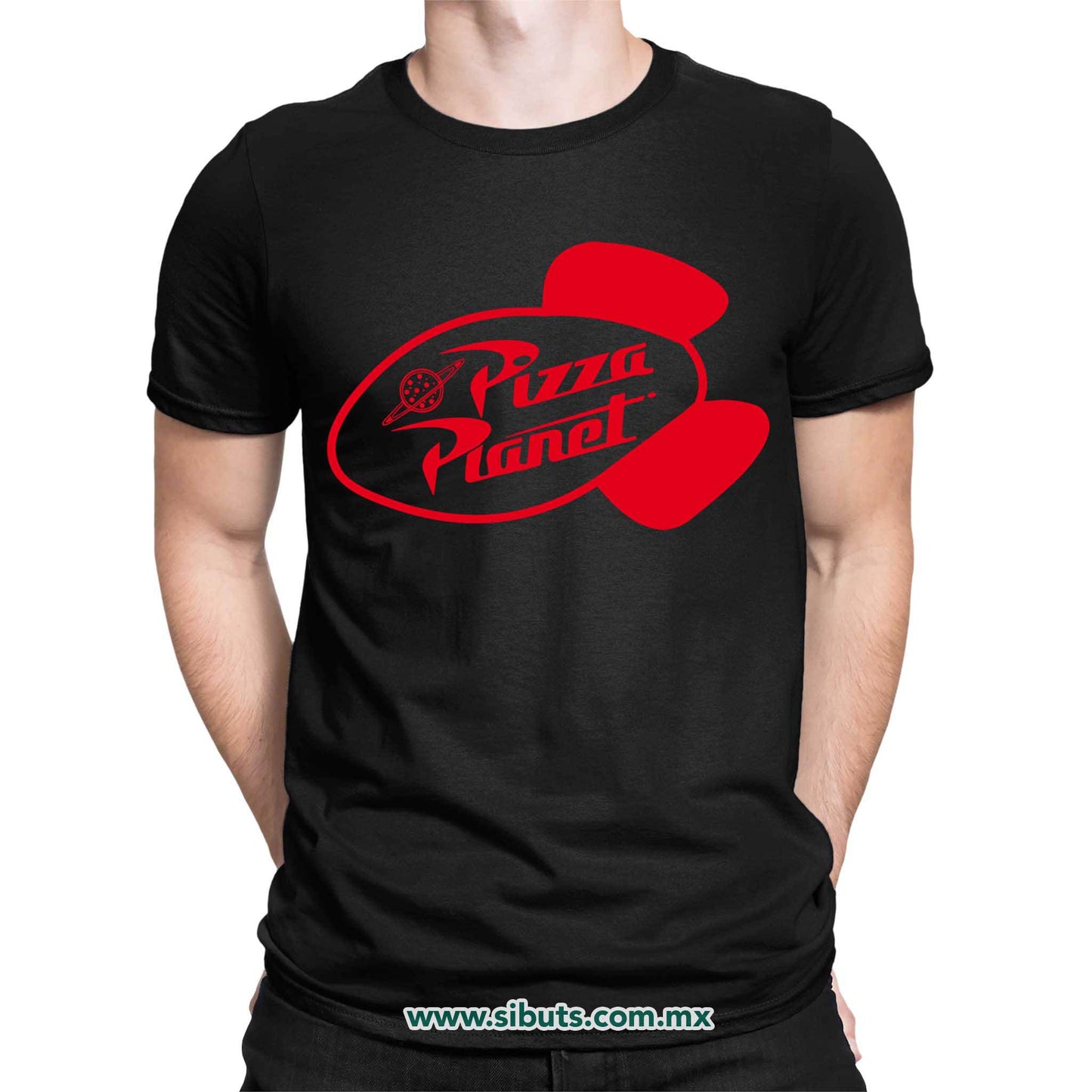 Playera Hombre Toy Story Pizza Planet Rojo