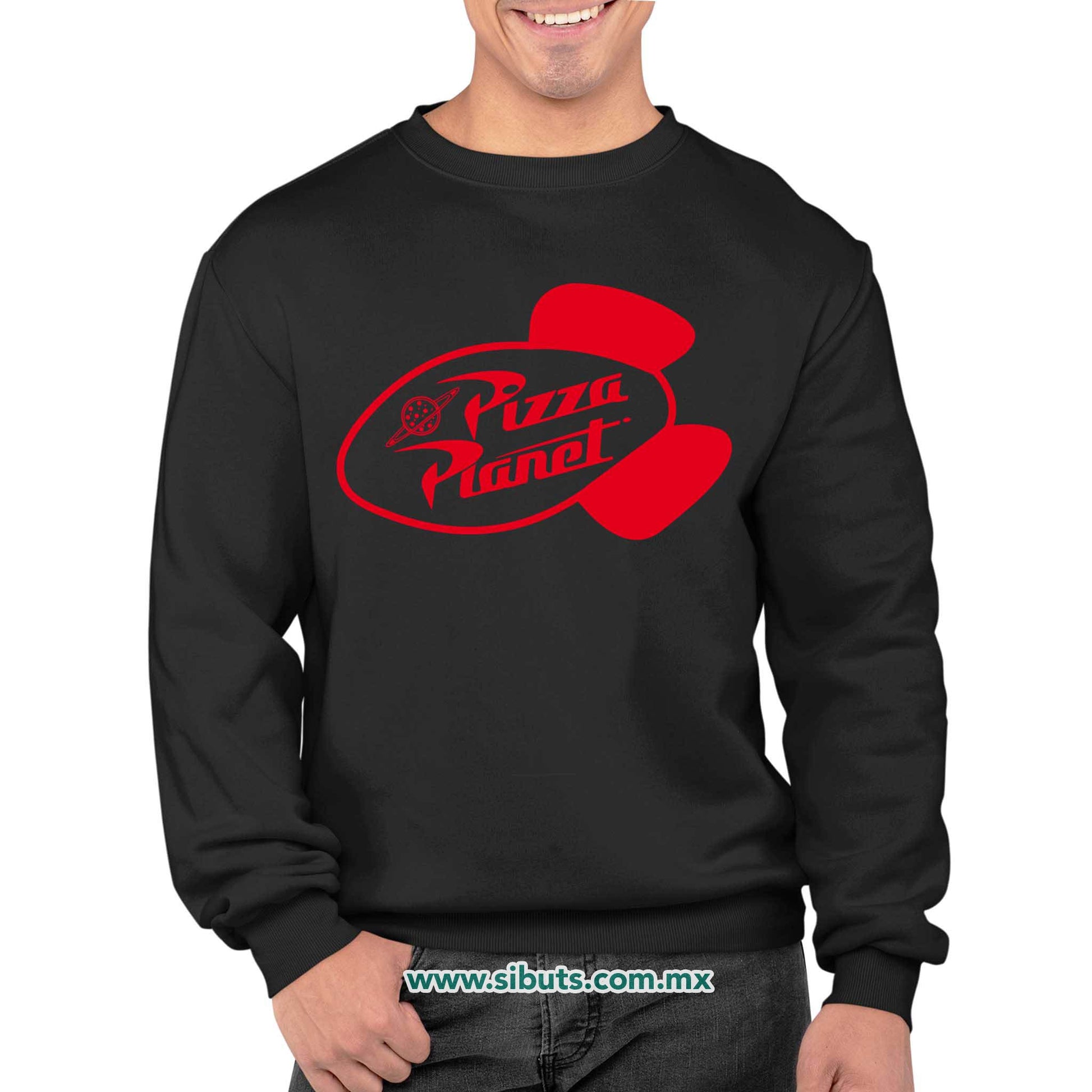 Sudadera Hombre Cuello Redondo Toy Story Pizza Planet Rojo