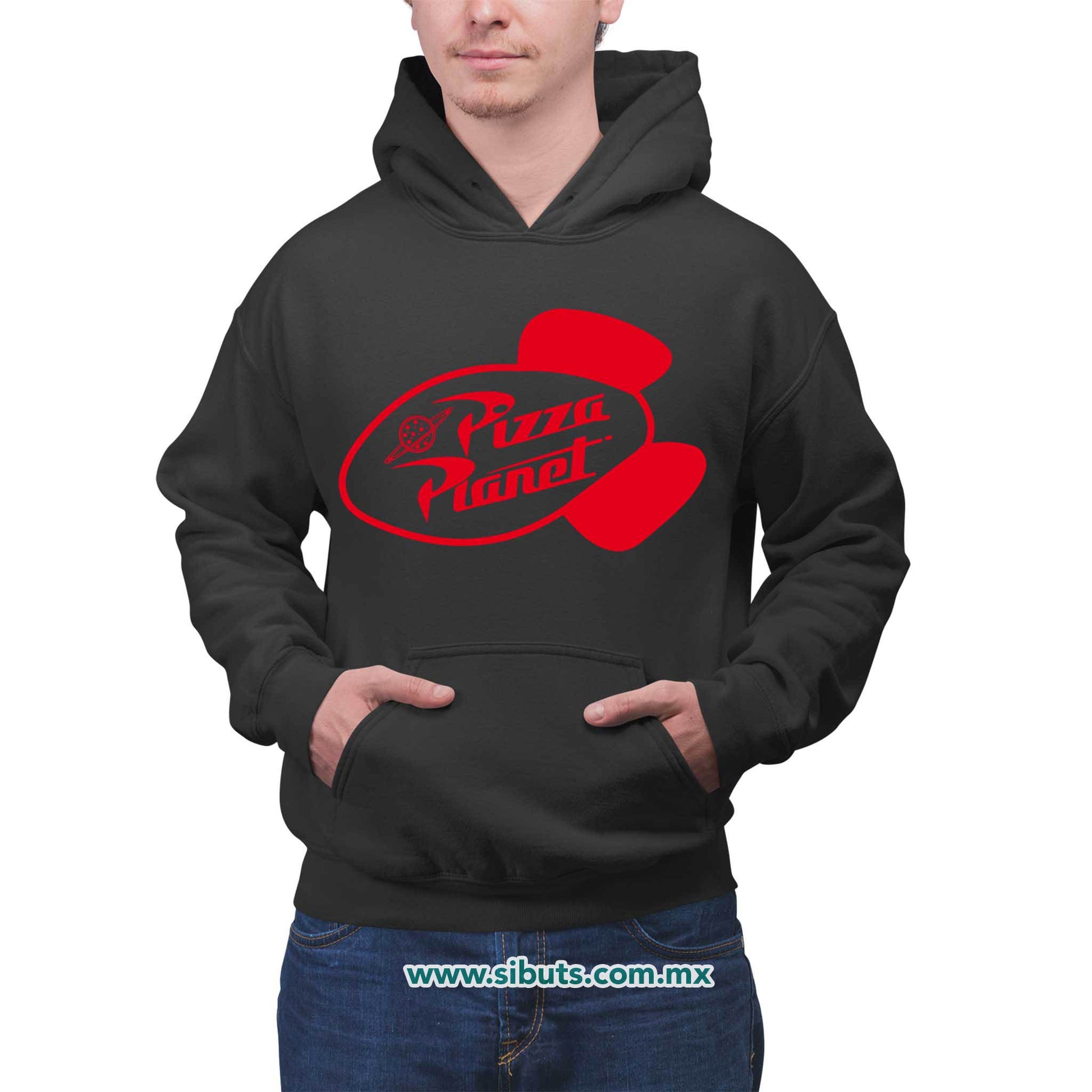Sudadera Hombre Gorro Toy Story Pizza Planet Rojo