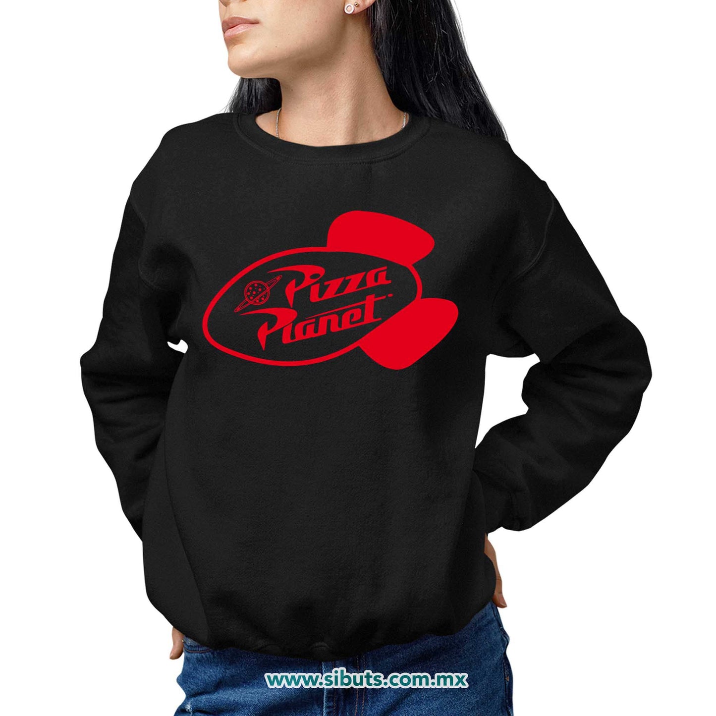 Sudadera Mujer Cuello Redondo Toy Story Pizza Planet Rojo