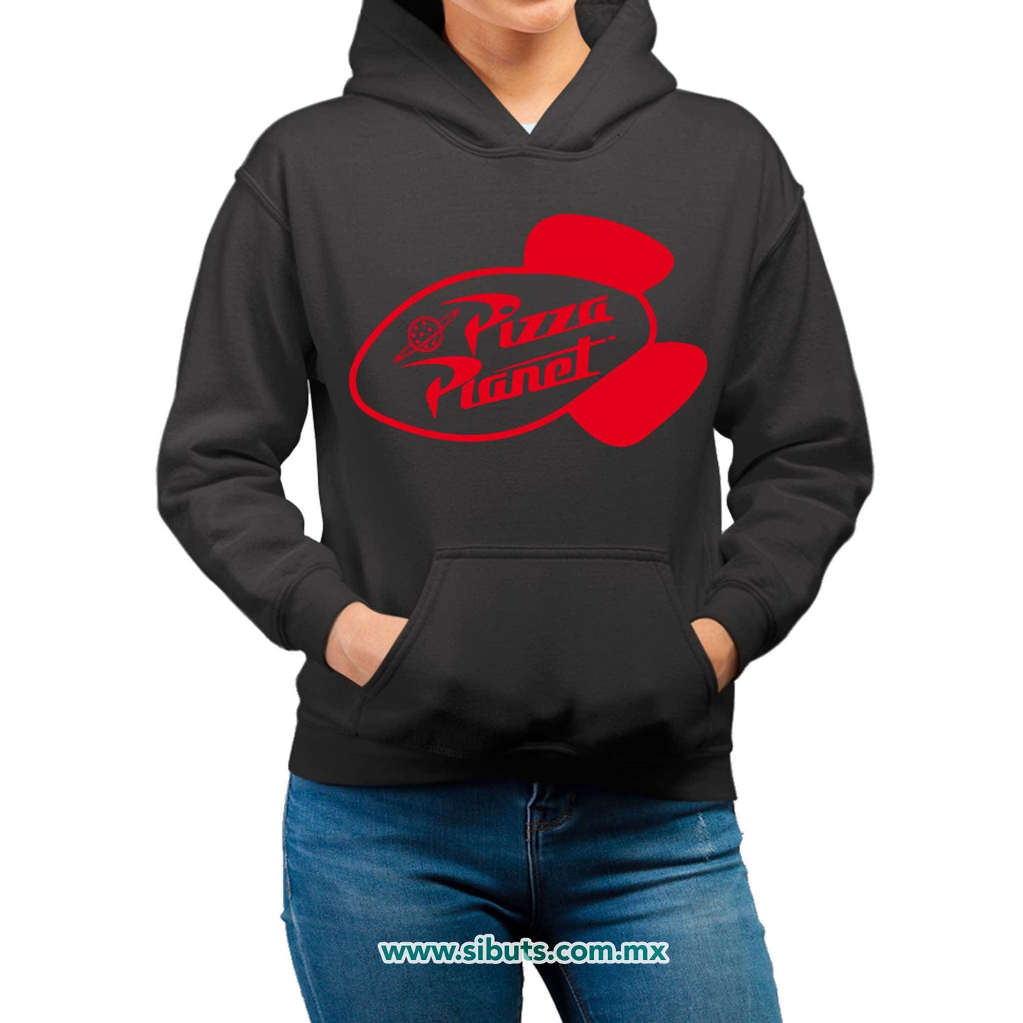 Sudadera Mujer Gorro Toy Story Pizza Planet Rojo