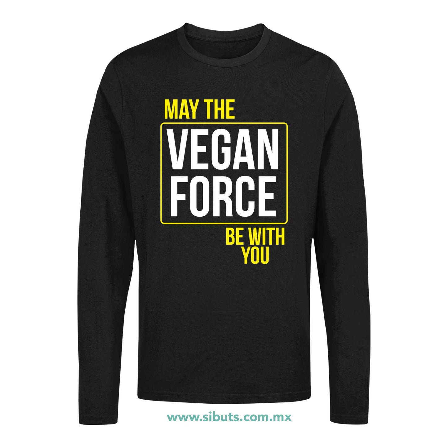 Playera Hombre Manga Larga May The Vegan Force Be With You Vegano