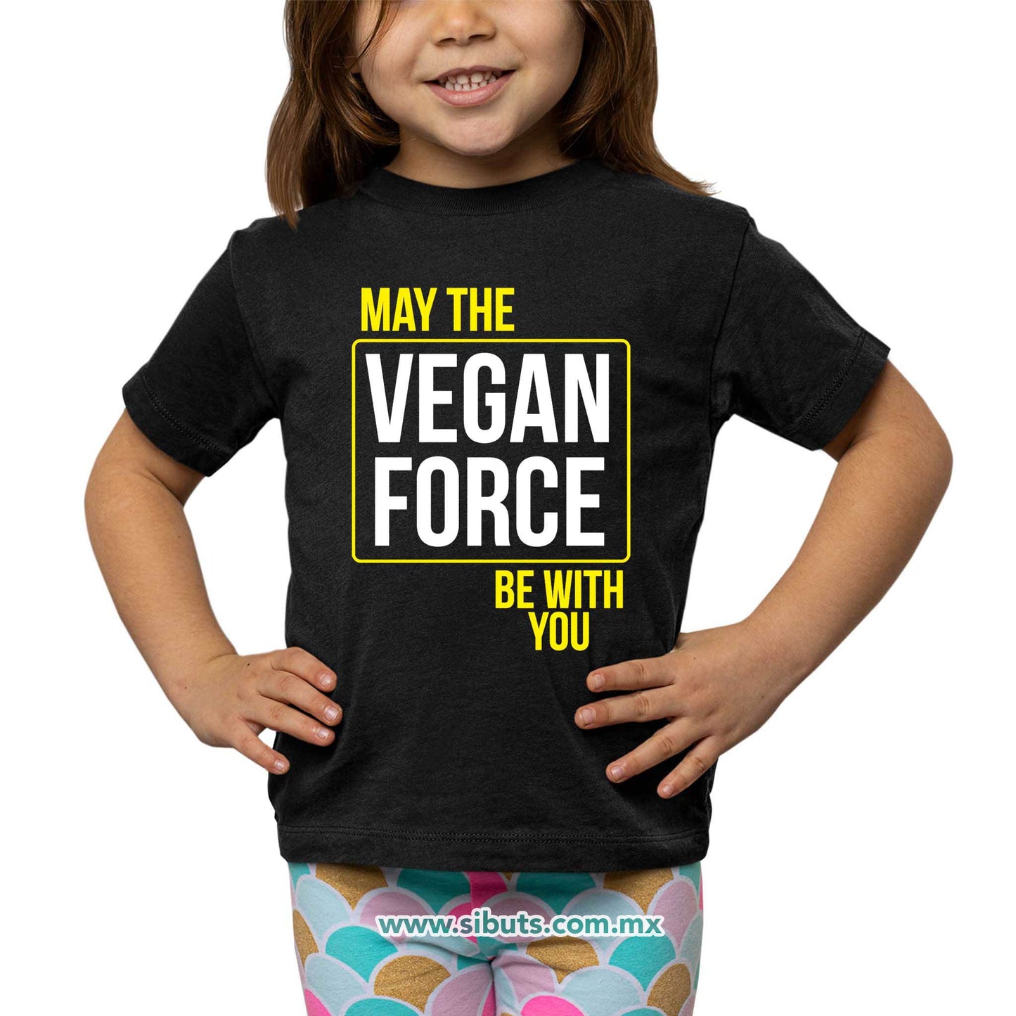 Playera Niña May The Vegan Force Be With You Vegano