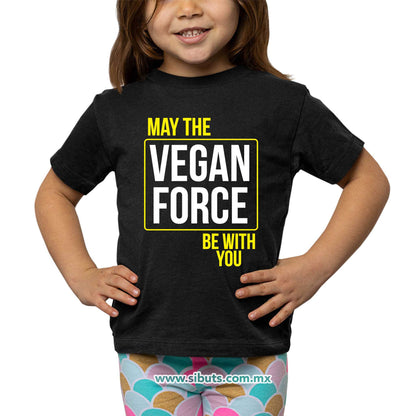Playera Niña May The Vegan Force Be With You Vegano