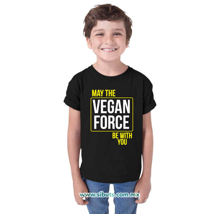 Playera Niña May The Vegan Force Be With You Vegano