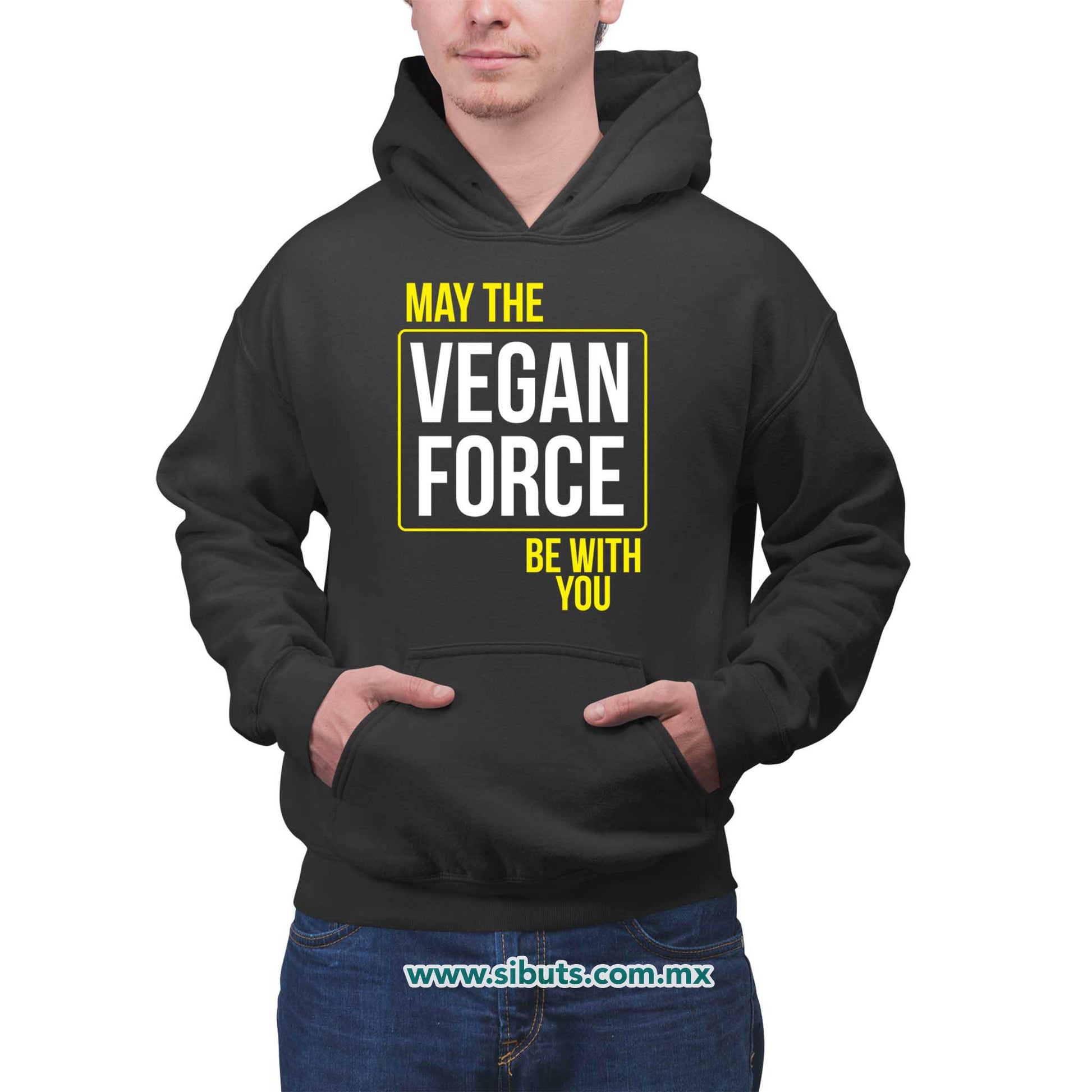 Sudadera Hombre Gorro May The Vegan Force Be With You Vegano