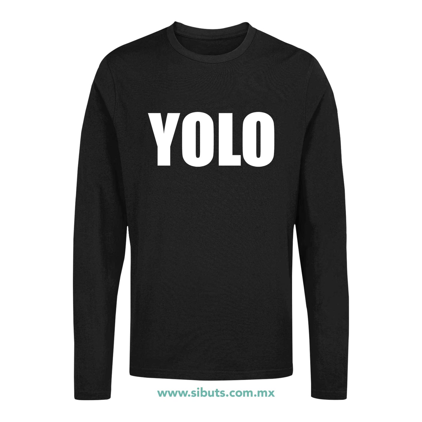 Playera Hombre Manga Larga Frase Yolo