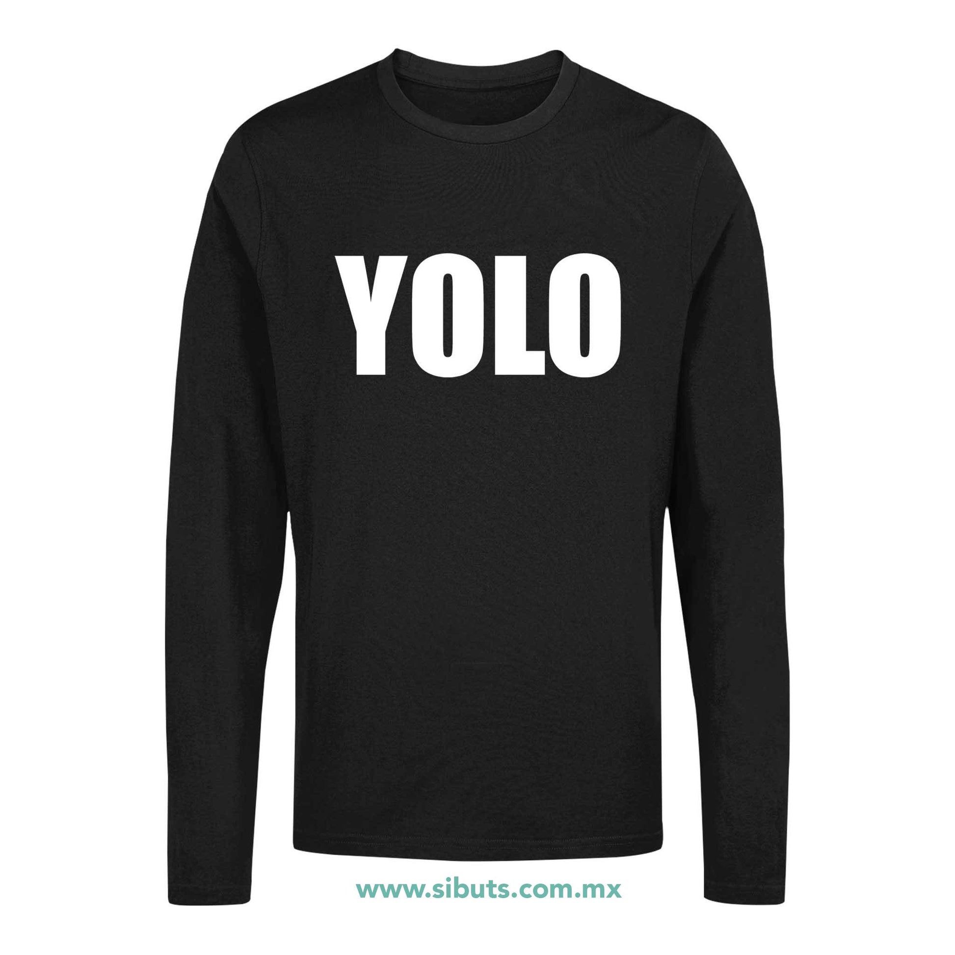 Playera Hombre Manga Larga Frase Yolo
