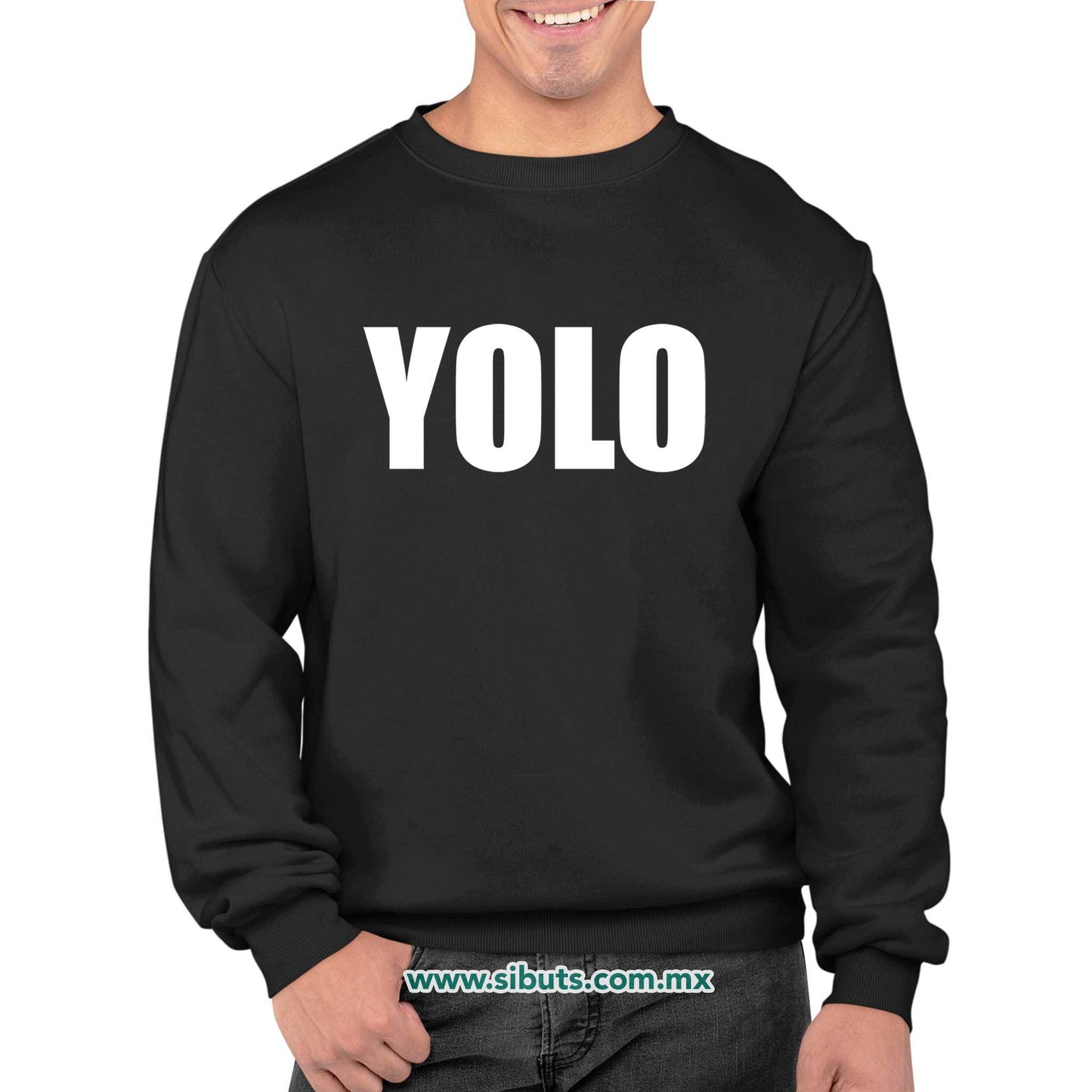 Sudadera Hombre Cuello Redondo Frase Yolo