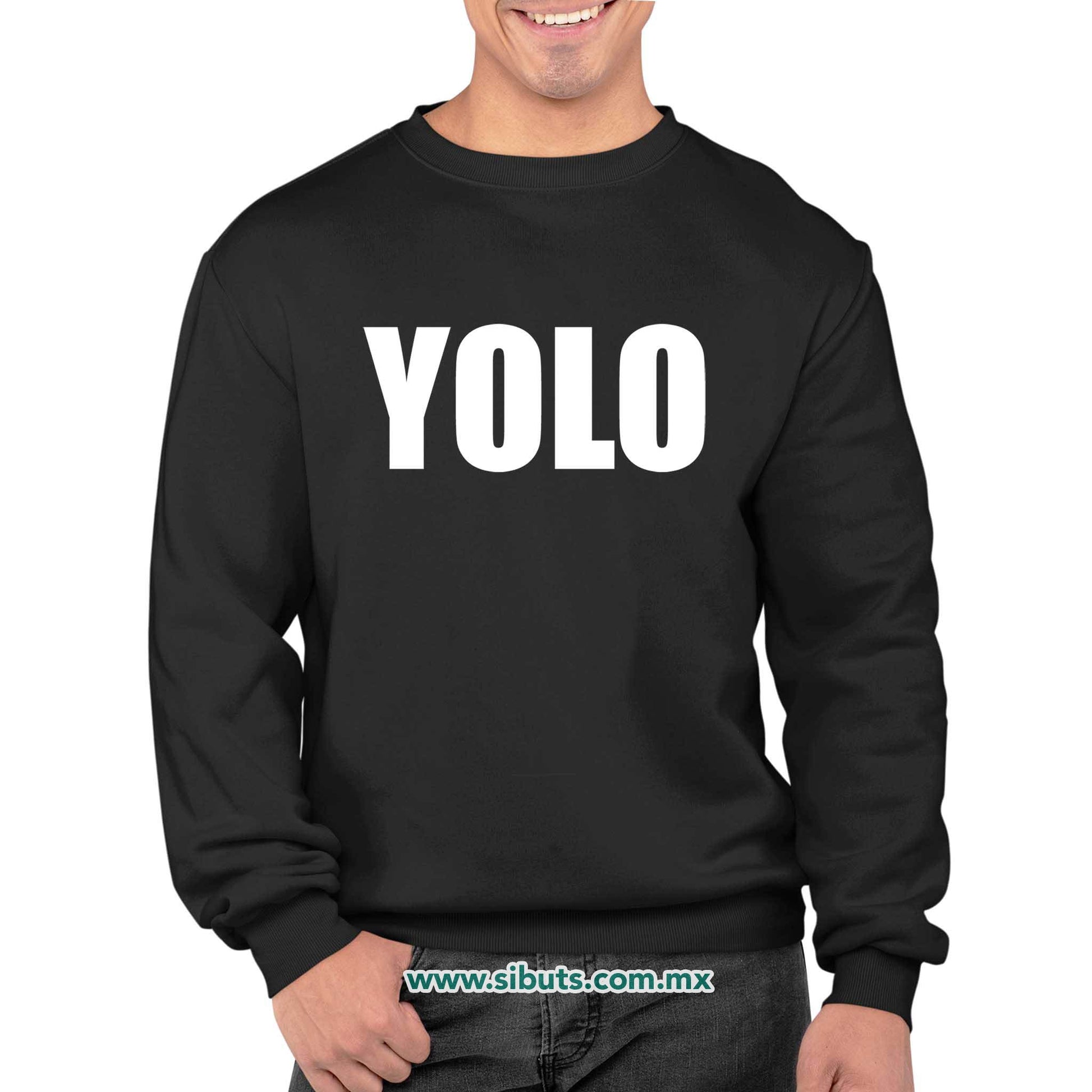 Sudadera Hombre Cuello Redondo Frase Yolo